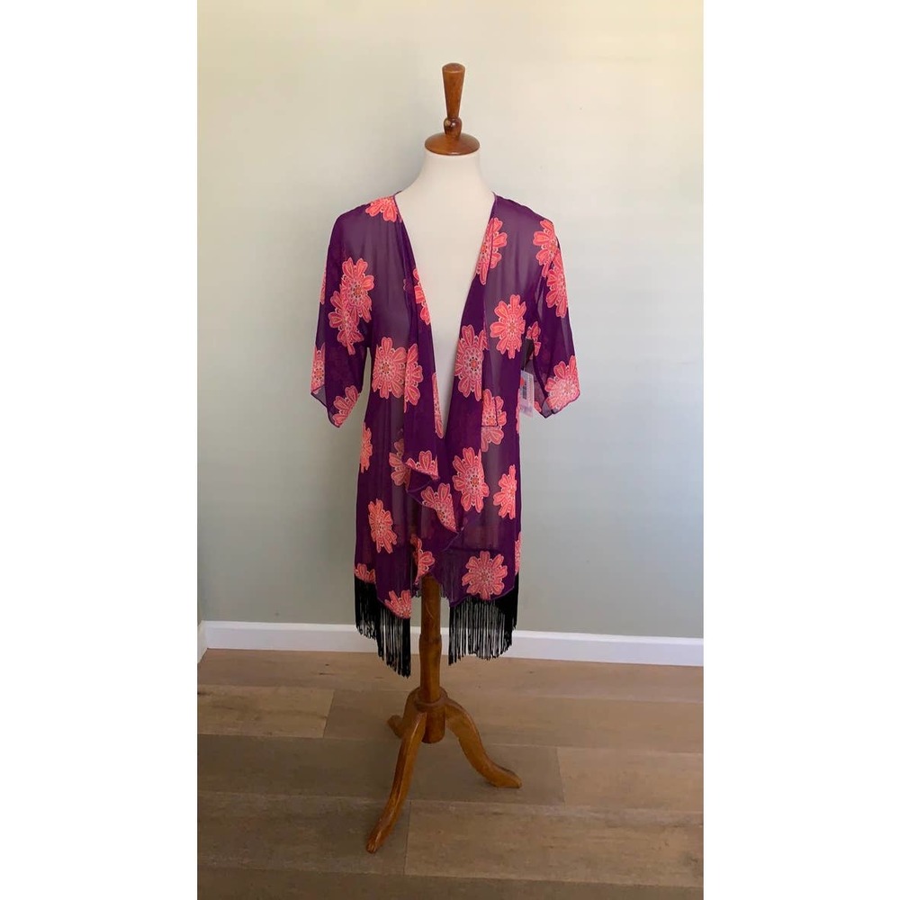 NWT Lularoe Monroe Floral Purple Pink S Boho Chic - Picture 1 of 5